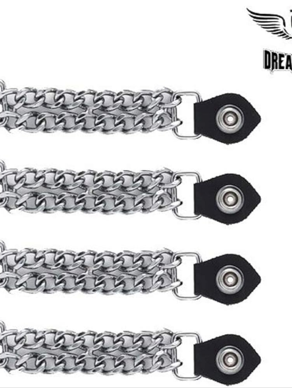 Dealer Leather 4 Pc USA Flag Motorcycle Vest Extender Black Dual Metal Chain